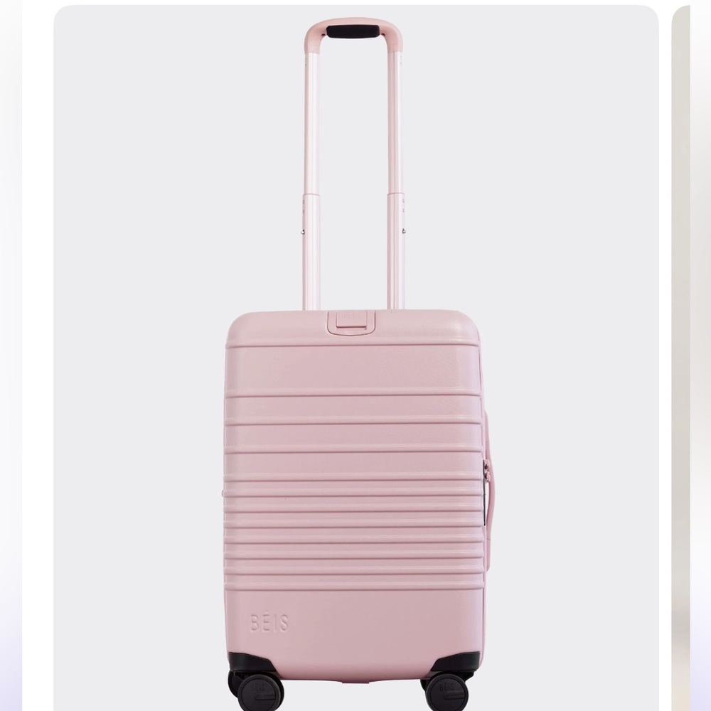NEW BÉIS The Carry-On Roller in Atlas Pink Travel Luggage Suitcase MSRP $238